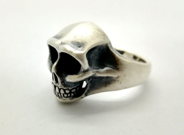 Hand carved silver skull ring Skull Ring