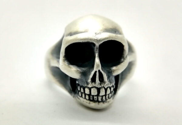 Hand carved silver skull ring Skull Ring