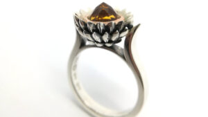 9ct Red Gold And Silver Protea Ring