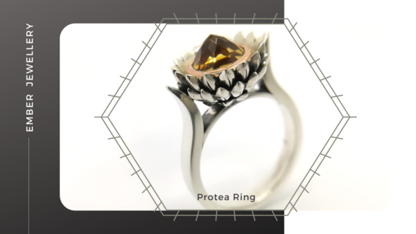 Protea Ring Product Image Silver And 9ct Red Gold Ring
